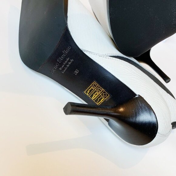 Women's NEW Acne Studios Jemma Textured White Leather Ankle Boots Size 38 US 8 - Picture 4 of 4